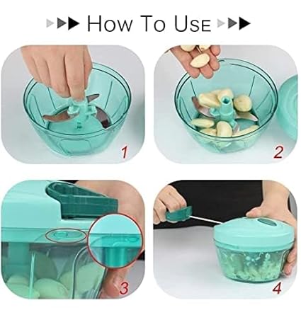 450 ml Handy Vegetable Chopper with 3 Sharp Blades | Manual Fruit & Onion Cutter Dicer for Kitchen | Food Grade & Easy to Use