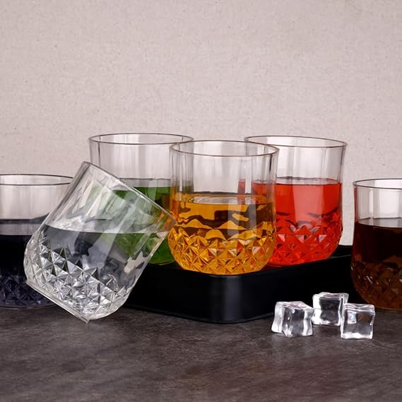 Set of 6 Transparent Crystal-Style Drinking Glasses