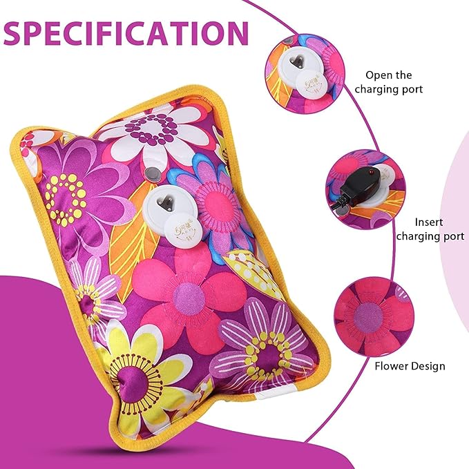 Electric Hot Water Bag for Pain Relief | Heating Pad for Back, Neck, Shoulder, Stomach & Cramps | Heat Therapy Warm Bag (Multicolor)