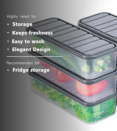 Refrigerator Storage Boxes Set | Multipurpose Fridge Organizer Containers for Vegetables, Fruits & Eggs | Transparent Kitchen Storage