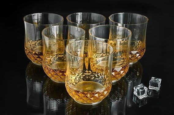 Set of 6 Transparent Crystal-Style Drinking Glasses