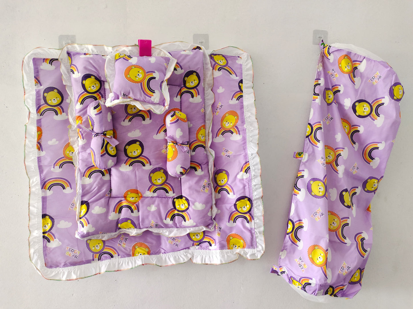 Soft Baby Bedding Set with Godadi, Pillow, 2 Takiya, Rumal & Khoya | Newborn Baby Quilt Combo
