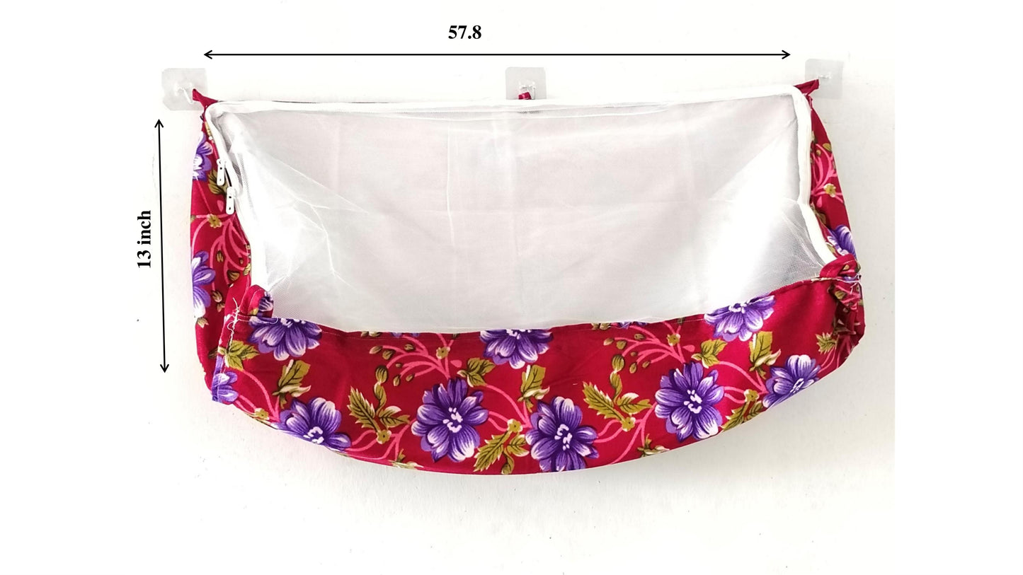 Velvet Born Baby Khoya Cradle with Net Zip | Newborn Baby Swing Jhula (Hammock) for Comfortable Sleep