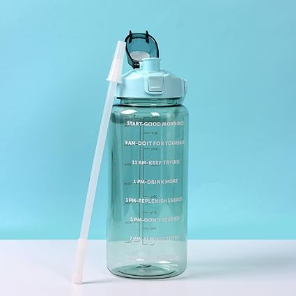 "2 Litre Motivational Water Bottle with Time Marker & Straw | Large BPA-Free Leakproof Sports Gym Bottle for Men & Women | Big Capacity Drinking Water Jug for Fitness, Office & Home"