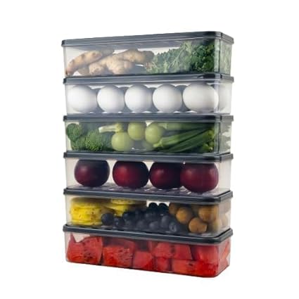 Refrigerator Storage Boxes Set | Multipurpose Fridge Organizer Containers for Vegetables, Fruits & Eggs | Transparent Kitchen Storage