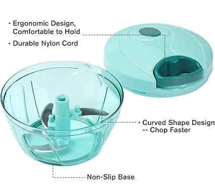 450 ml Handy Vegetable Chopper with 3 Sharp Blades | Manual Fruit & Onion Cutter Dicer for Kitchen | Food Grade & Easy to Use