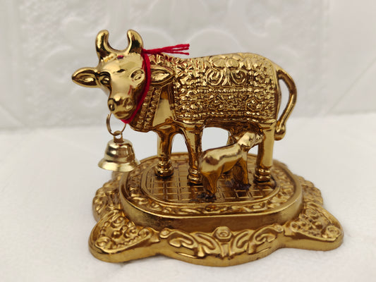 Golden Brass Cow with Calf
